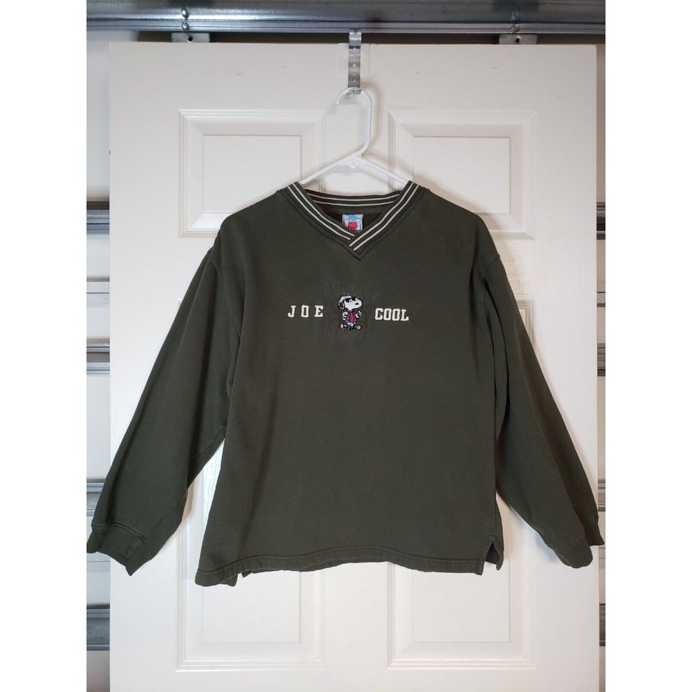 Vintage Snoopy Joe Cool Sweatshirt Peanuts Army Green Size Medium (M)